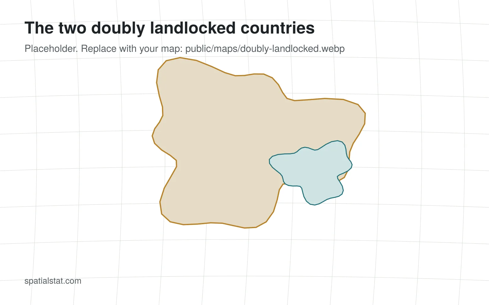 Map highlighting Uzbekistan and Liechtenstein, each surrounded only by other landlocked countries.