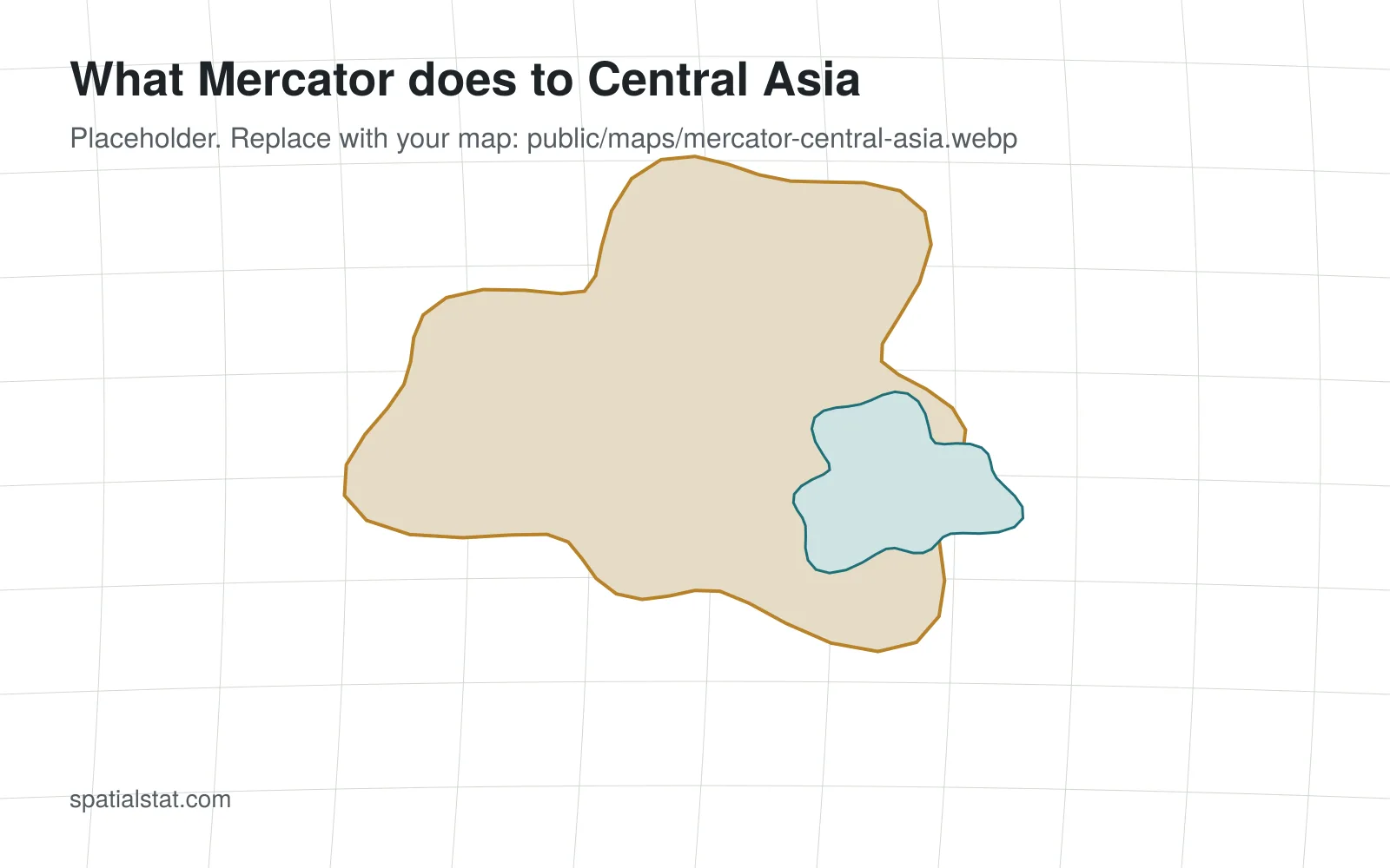 Comparison of Central Asian countries on a Mercator map and at their true relative size.
